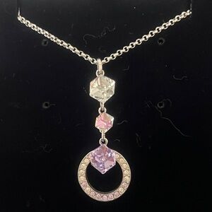 Swarovski Geometric Lavender and Clear Crystal Necklace